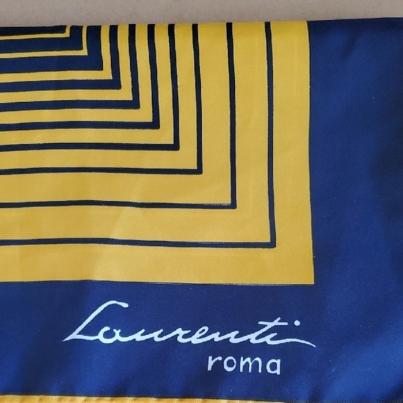 Laurenti Blue and Gold Geometric Wrap Scarf - Picture 8 of 8